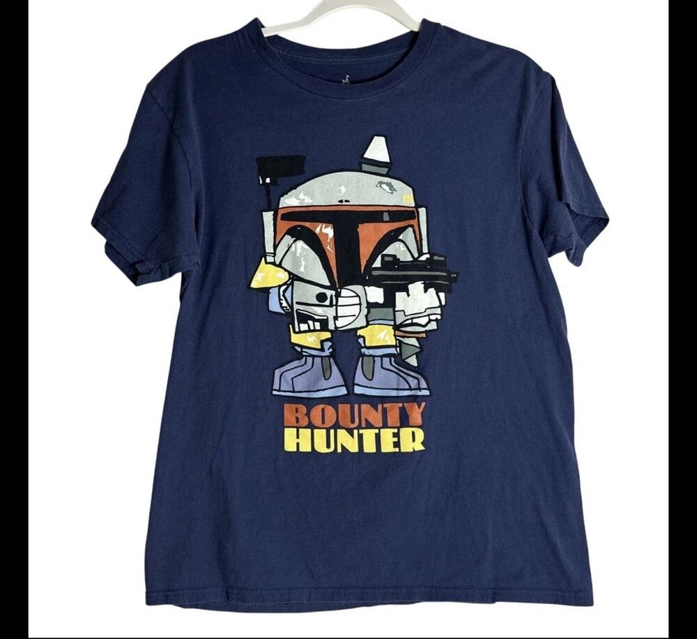 Disney Star Wars Boba Fett Bounty Hunter Navy Blue Medium T-shirt Space Funny